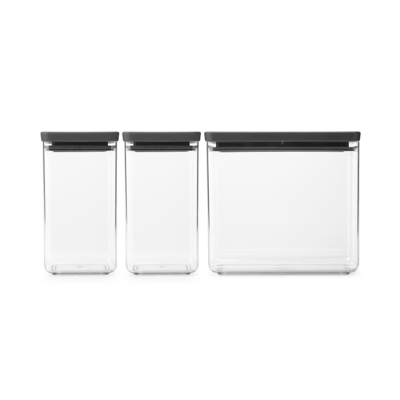 Set 3 recipiente depozitare, Brabantia, Tasty+, 2x1.6 L, 1x3.5 L, plastic, gri inchis - imagine 7